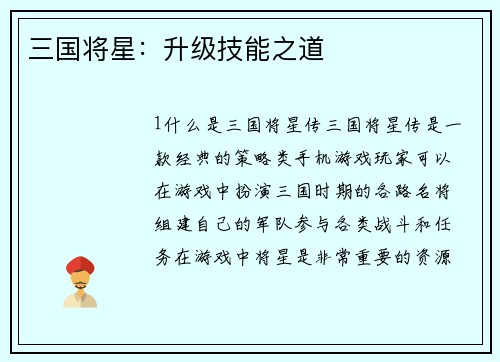 三国将星：升级技能之道